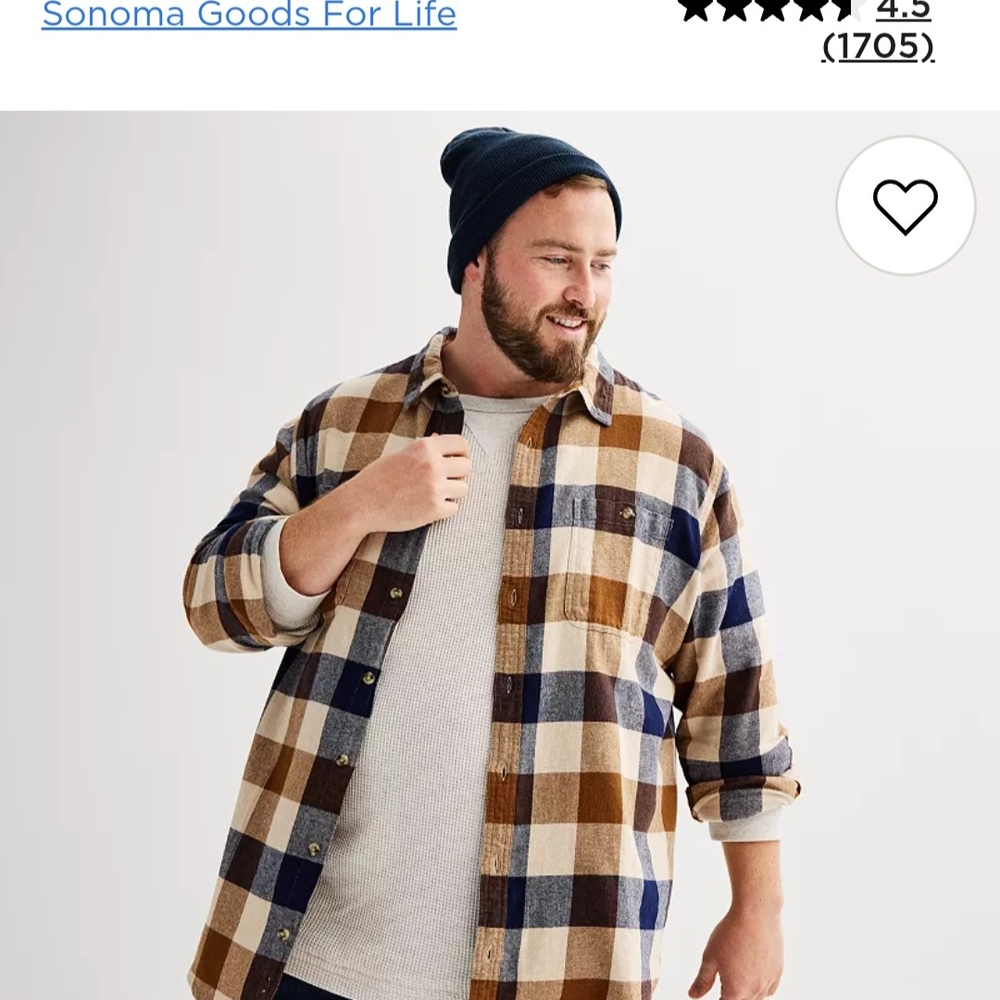 Sonoma size 3X Tall soft flannel in Tan. Button-Up Shirt
